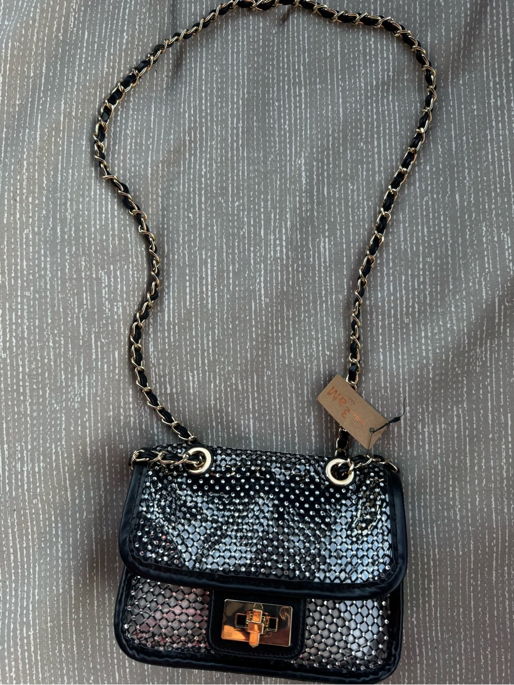 3 AM Black/Clear Mini Crossbody with Metallic Weave NWT😊😊